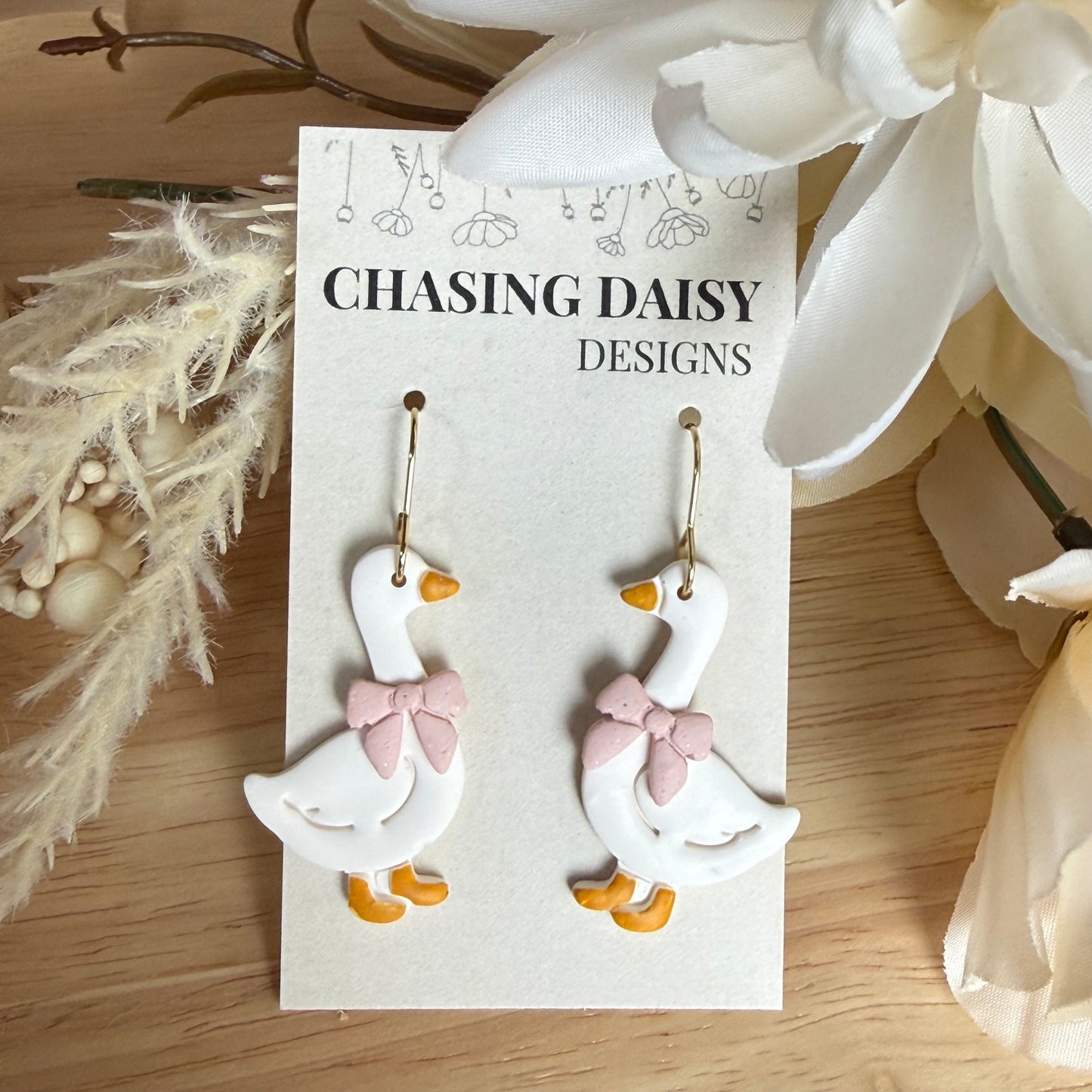 Pink Bow Goose Earrings ๐ชฟ๐